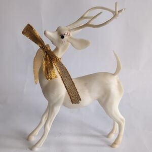VTG 1950's MCM White Reindeer Rubbery Plastic Christmas Woodland Figure